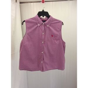 U.S Polo Assn, gingham, sleeveless button-up cropped shirt. Size XL